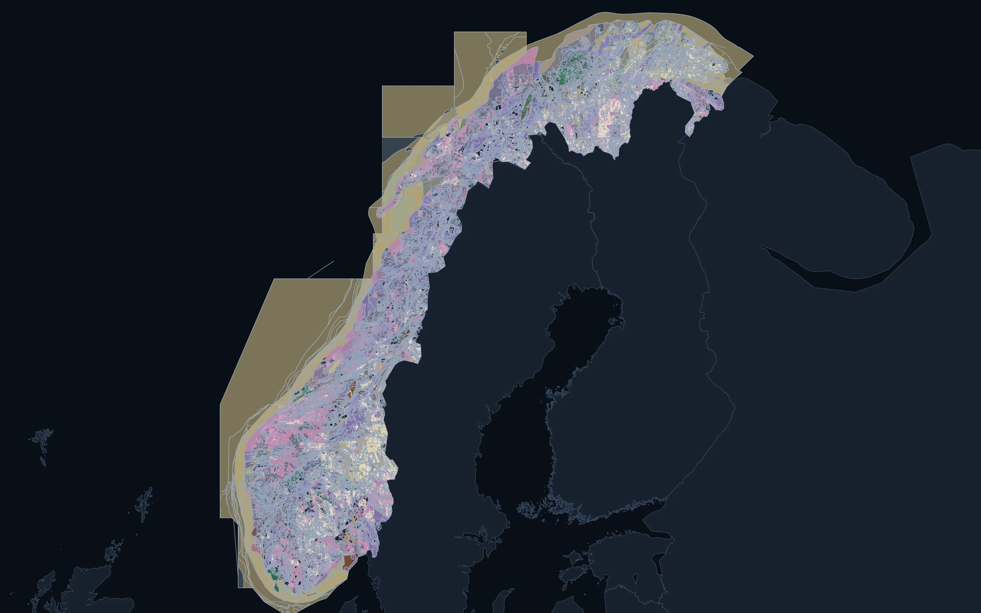 Norway: Bedrock geology and mapped structure